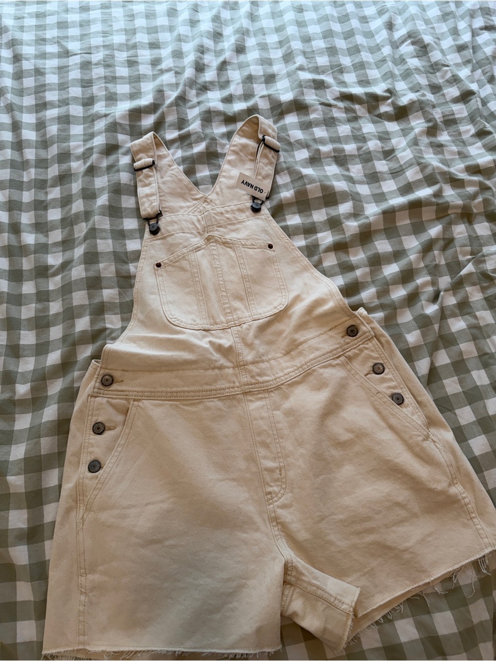 Old Navy Cream Short Denim Overalls